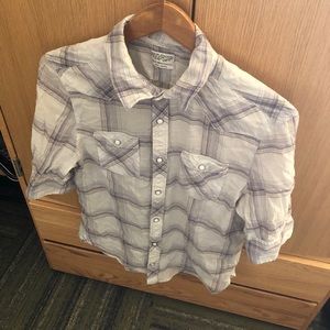 All Saints Linen Grey Button Up